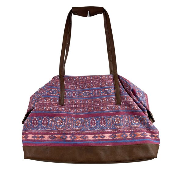 Style & Co Bohemian Vintage-Style Weekend Travel Bag With Colorful Pattern & Lea - Picture 5 of 16